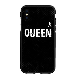 Чехол iPhone XS Max матовый Queen glitch на темном фоне посередине, цвет: 3D-черный
