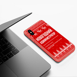 Чехол iPhone XS Max матовый Новогодний администратор: свитер с оленями, цвет: 3D-красный — фото 2