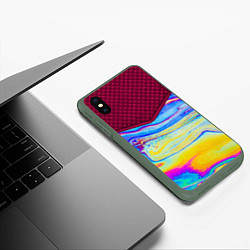 Чехол iPhone XS Max матовый Разводы мыльного пузырька, цвет: 3D-темно-зеленый — фото 2