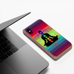 Чехол iPhone XS Max матовый Символ кундалини йоги - чакры исцеления, цвет: 3D-коричневый — фото 2