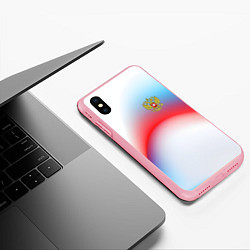 Чехол iPhone XS Max матовый Герб России на фоне абстрактного триколора, цвет: 3D-баблгам — фото 2