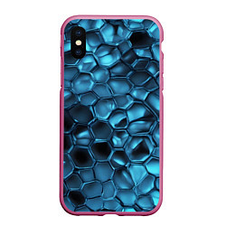 Чехол iPhone XS Max матовый Синее стекло, цвет: 3D-малиновый