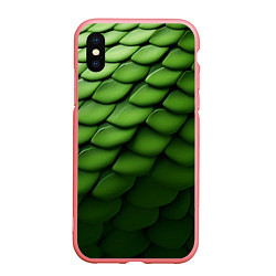 Чехол iPhone XS Max матовый Зеленая чешуя змеи, цвет: 3D-баблгам