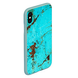 Чехол iPhone XS Max матовый Текстура бирюзового металла со ржавчиной, цвет: 3D-мятный — фото 2