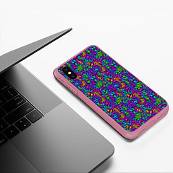 Чехол iPhone XS Max матовый Multicolored stripes, цвет: 3D-малиновый — фото 2