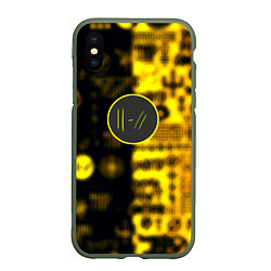 Чехол iPhone XS Max матовый Twenty one pilots yellow music, цвет: 3D-темно-зеленый