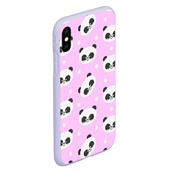 Чехол iPhone XS Max матовый Милая улыбающаяся панда, цвет: 3D-светло-сиреневый — фото 2