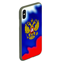 Чехол iPhone XS Max матовый Герб РФ триколор краски, цвет: 3D-темно-зеленый — фото 2