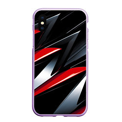 Чехол iPhone XS Max матовый Red black abstract, цвет: 3D-сиреневый