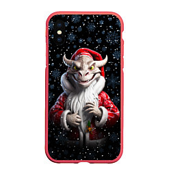 Чехол iPhone XS Max матовый Santa dragon, цвет: 3D-красный