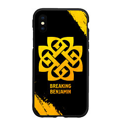Чехол iPhone XS Max матовый Breaking Benjamin - gold gradient, цвет: 3D-черный