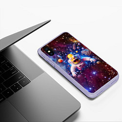 Чехол iPhone XS Max матовый Homer Simpson in space - ai art, цвет: 3D-светло-сиреневый — фото 2