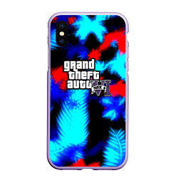 Чехол iPhone XS Max матовый GTA 6 тропики, цвет: 3D-светло-сиреневый