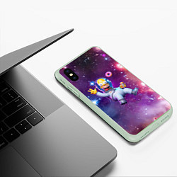 Чехол iPhone XS Max матовый Homer Simpson in space - ai art, цвет: 3D-салатовый — фото 2