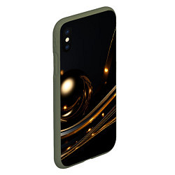 Чехол iPhone XS Max матовый Абстракция золотого на черном, цвет: 3D-темно-зеленый — фото 2