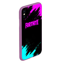 Чехол iPhone XS Max матовый Fortnite краски неоновые стиль, цвет: 3D-фиолетовый — фото 2