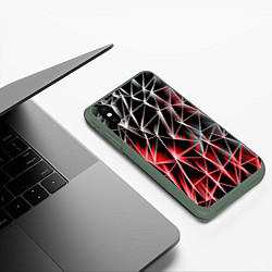 Чехол iPhone XS Max матовый Текстуры сетка, цвет: 3D-темно-зеленый — фото 2