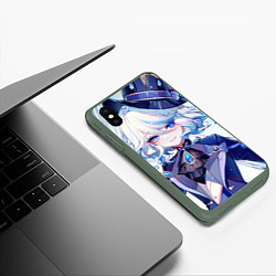 Чехол iPhone XS Max матовый Genshin Impact Фурина, цвет: 3D-темно-зеленый — фото 2