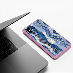 Чехол iPhone XS Max матовый Лоскутные волны, цвет: 3D-розовый — фото 2