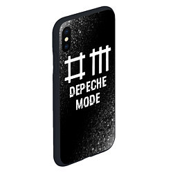 Чехол iPhone XS Max матовый Depeche Mode glitch на темном фоне, цвет: 3D-черный — фото 2