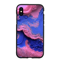 Чехол iPhone XS Max матовый Розовая пена на синей краске