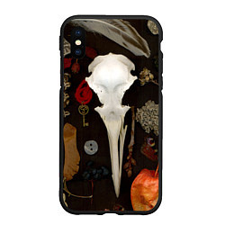 Чехол iPhone XS Max матовый Череп и физалис over, цвет: 3D-черный
