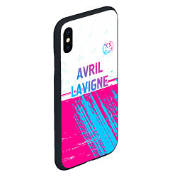 Чехол iPhone XS Max матовый Avril Lavigne neon gradient style посередине, цвет: 3D-черный — фото 2