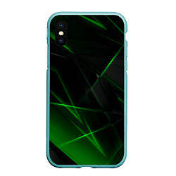 Чехол iPhone XS Max матовый Зелёные узоры текстура, цвет: 3D-мятный