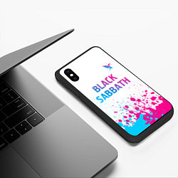 Чехол iPhone XS Max матовый Black Sabbath neon gradient style посередине, цвет: 3D-черный — фото 2