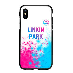 Чехол iPhone XS Max матовый Linkin Park neon gradient style посередине, цвет: 3D-черный