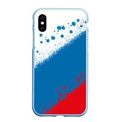 Чехол iPhone XS Max матовый Российский триколор, цвет: 3D-голубой