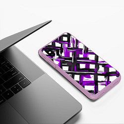 Чехол iPhone XS Max матовый Фиолетовые и чёрные мазки, цвет: 3D-сиреневый — фото 2