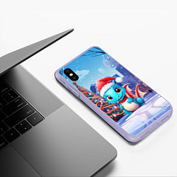 Чехол iPhone XS Max матовый Маленький дракон зимнего чуда, цвет: 3D-светло-сиреневый — фото 2