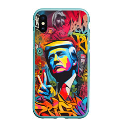 Чехол iPhone XS Max матовый Дональд Трамп - граффити - нейросеть, цвет: 3D-мятный