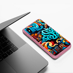 Чехол iPhone XS Max матовый Abstract graffiti - ai art, цвет: 3D-малиновый — фото 2