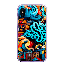 Чехол iPhone XS Max матовый Abstract graffiti - ai art, цвет: 3D-светло-сиреневый