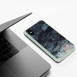 Чехол iPhone XS Max матовый Зимний шарм снежинок, цвет: 3D-салатовый — фото 2