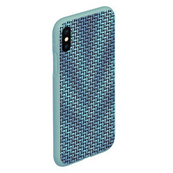 Чехол iPhone XS Max матовый Текстура саржевого переплетения, цвет: 3D-мятный — фото 2