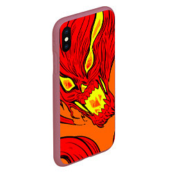 Чехол iPhone XS Max матовый Пламенный череп, цвет: 3D-малиновый — фото 2