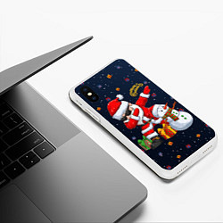 Чехол iPhone XS Max матовый Санта Клаус и снеговик, цвет: 3D-белый — фото 2