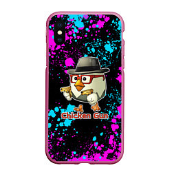 Чехол iPhone XS Max матовый Chicken gun - neon, цвет: 3D-малиновый