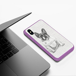 Чехол iPhone XS Max матовый Французский бульдог грустинка, цвет: 3D-фиолетовый — фото 2