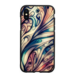 Чехол iPhone XS Max матовый Акварелика узор в стиле модерн, цвет: 3D-черный