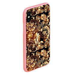 Чехол iPhone XS Max матовый Пейсли золотые узоры, цвет: 3D-баблгам — фото 2