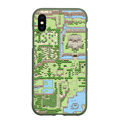 Чехол iPhone XS Max матовый Zelda: карта, цвет: 3D-темно-зеленый