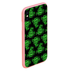 Чехол iPhone XS Max матовый Паттерн елка и дракон, цвет: 3D-баблгам — фото 2