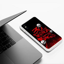 Чехол iPhone XS Max матовый Thirty seconds to mars skulls, цвет: 3D-белый — фото 2