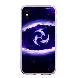 Чехол iPhone XS Max матовый Genshin Impact Raiden sign, цвет: 3D-сиреневый