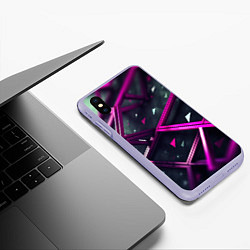 Чехол iPhone XS Max матовый Фиолетовая абстрактная конструкция, цвет: 3D-светло-сиреневый — фото 2