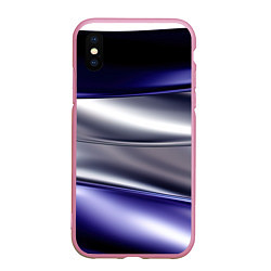 Чехол iPhone XS Max матовый Белая абстракция на фиолетовом, цвет: 3D-розовый